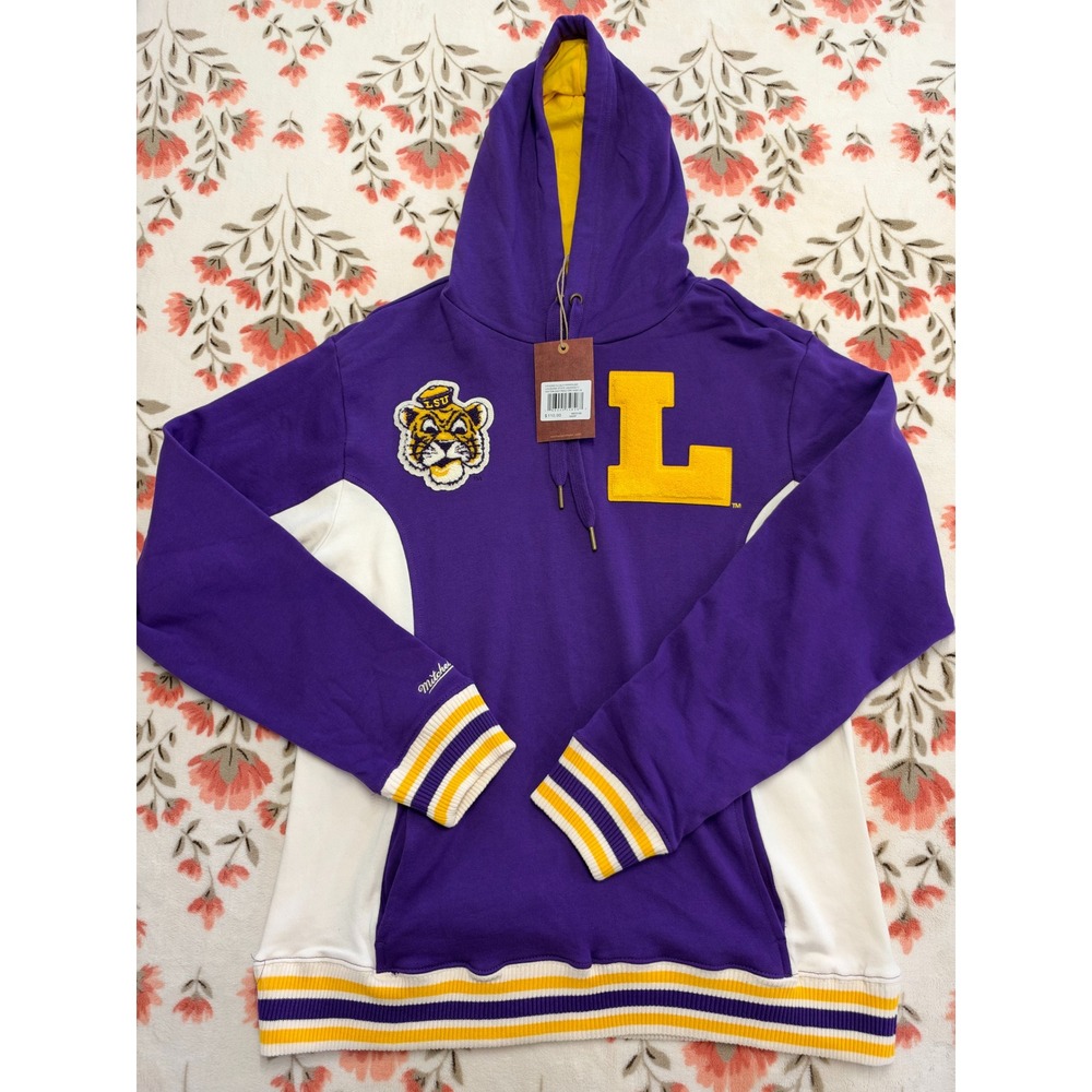 Mitchell & Ness LSU Tigers French Terry Hoodie Purple Gold FPHD5513 Medium New